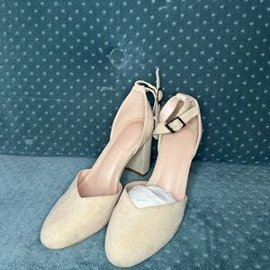 Cream Elegant Heels with Ankle Straps